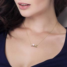 Sophia B 10kt. Gold Freshwater Cultured Pearl Love Pendant