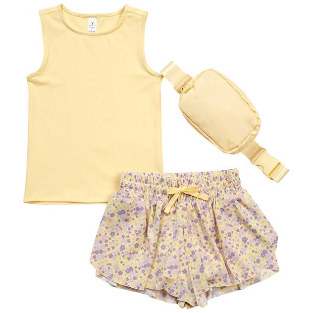 Girls (7-14) Yogalicious® Tank w/ Spring Daffodil Shorts Set