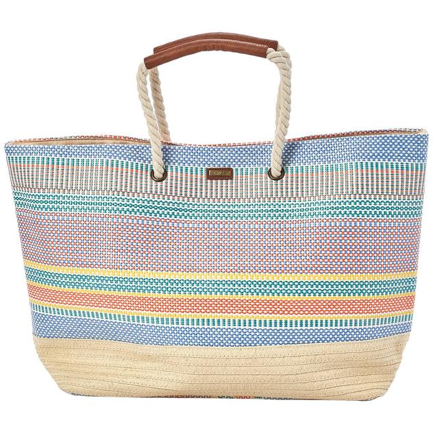 Sun 'N' Sand Blue Paper Straw Shoulder Tote