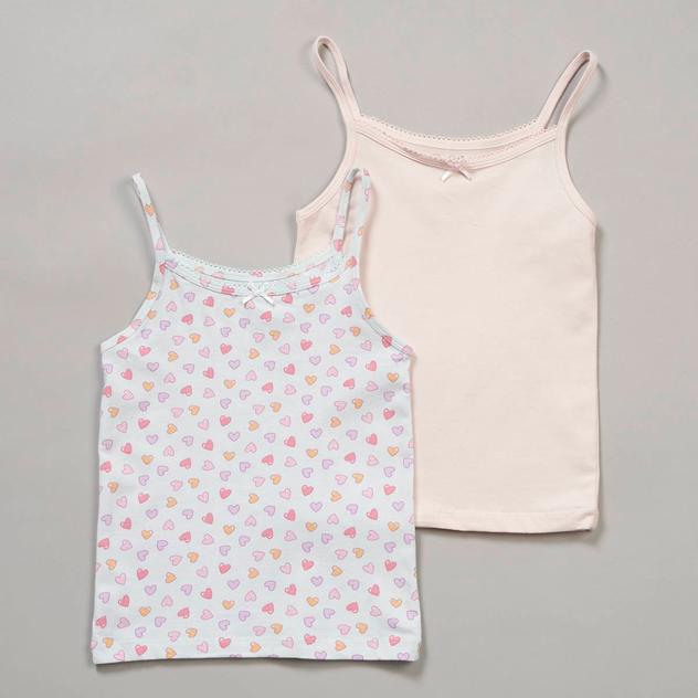 Girls (4-6x) René Rofé® Pretty Pearl 2pk. Heart & Solid Camisoles