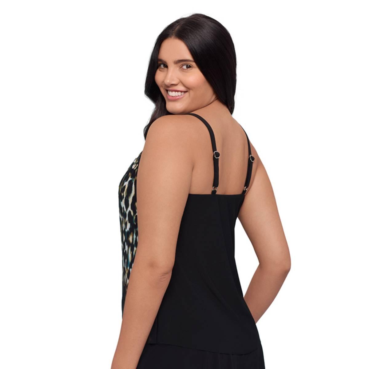 Womens TrimShaper Leopard Mist Hank Tankini Swim Top