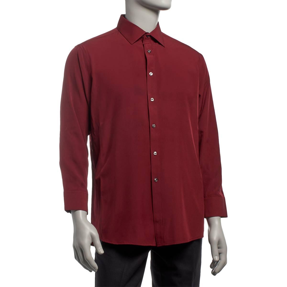 Mens Christian Aujard Regular Fit Stretch Dress Shirt - Cherry