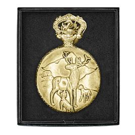 Mens Gold Alloy Engraved Deer Pocket Watch - 37745