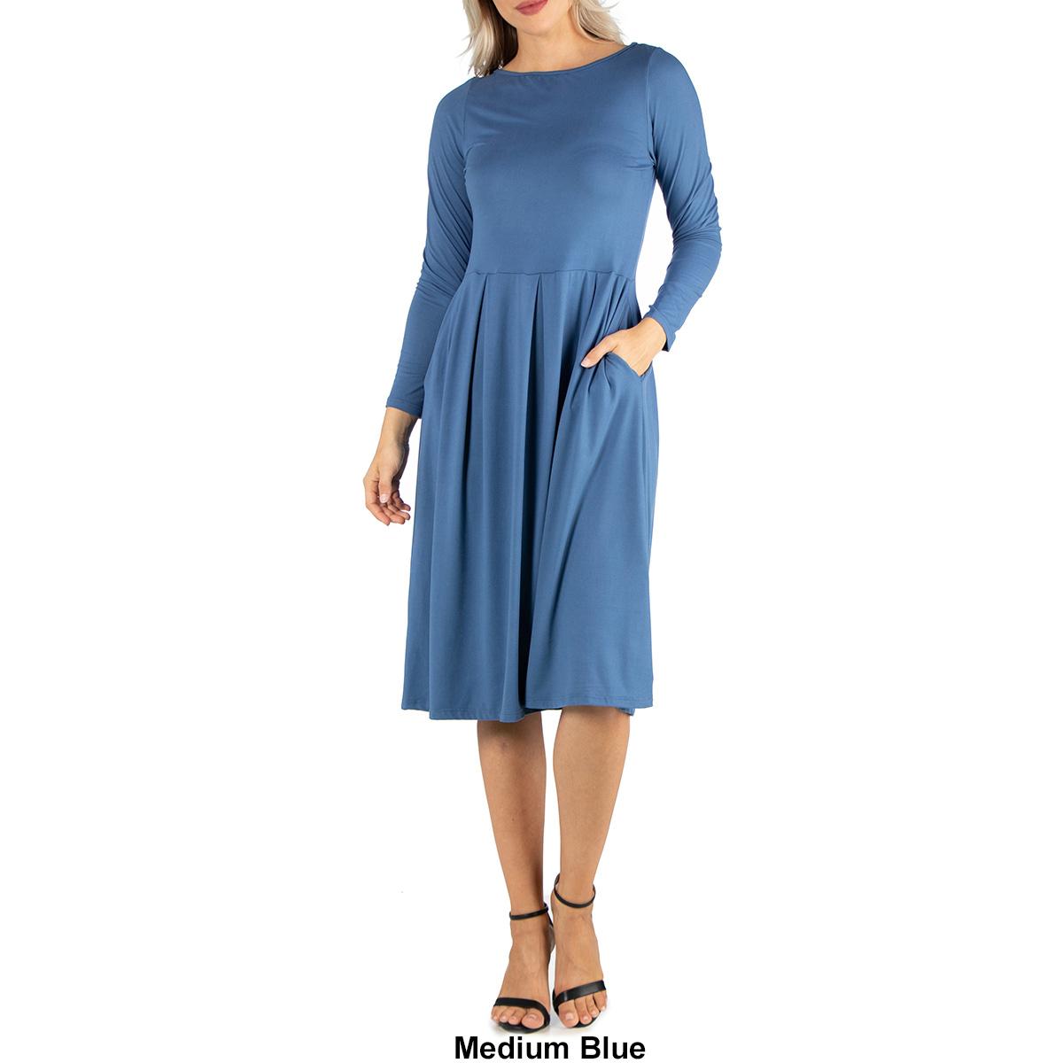 Womens 24/7 Comfort Apparel Fit &amp; Flare Pocket Dress