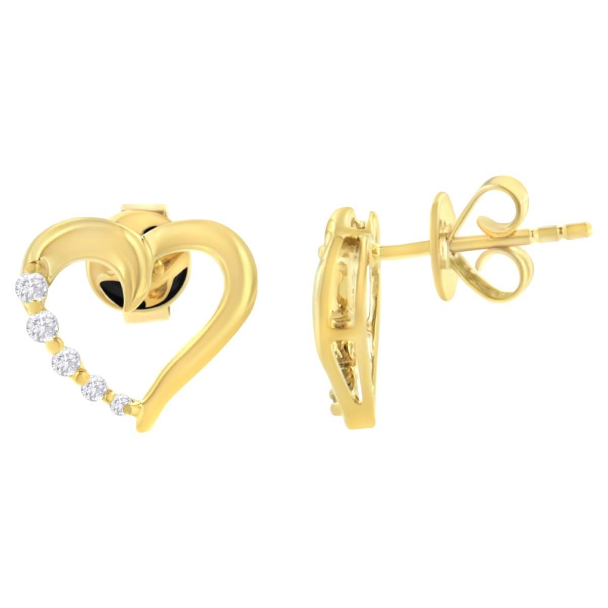 Haus of Brilliance 14kt. Gold 1/8ctw. Diamond Heart Earrings