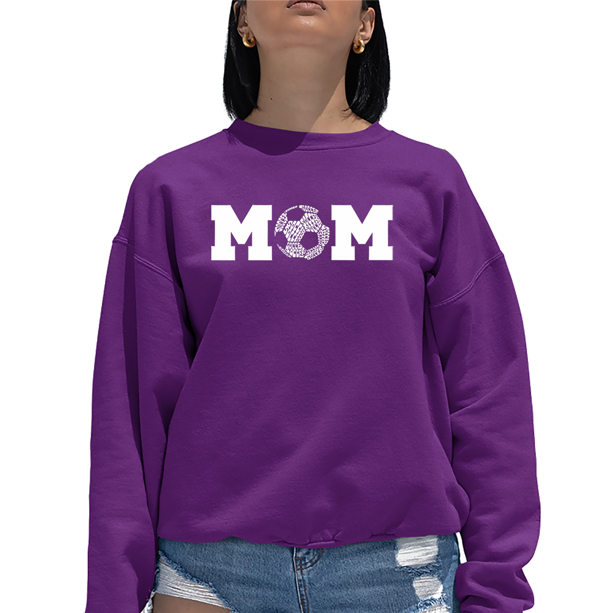 Womens LA Pop Art Soccer Mom - Word Art Crewneck Sweatshirt