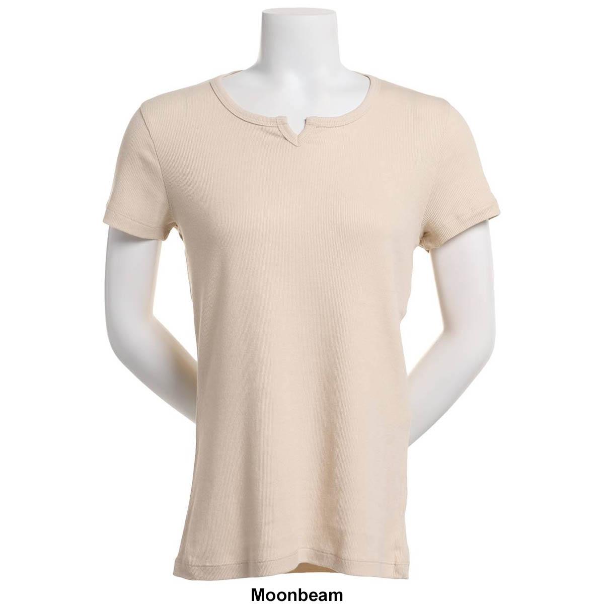 Womens Architect® Short Sleeve 2x2 Rib Split Neck Tee
