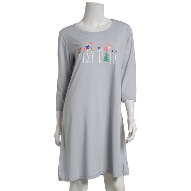 Womens Goodnight Kiss 3/4 Sleeve Stay Wild Nightshirt