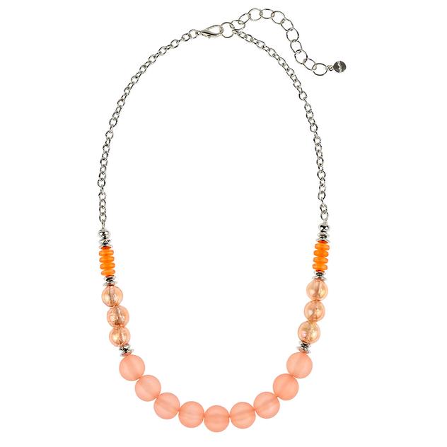 Ruby Rd. Silver-Tone Short Coral Beaded Frontal Necklace