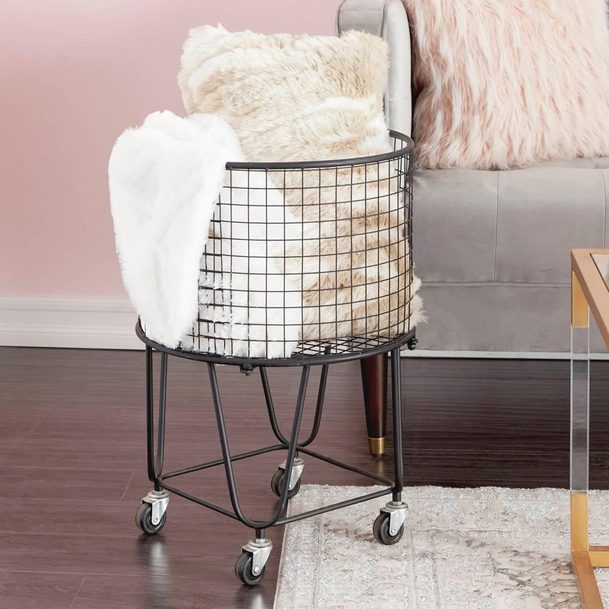 CosmoLiving by Cosmopolitan Black Industrial Metal Laundry Cart