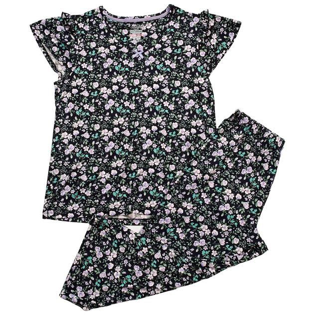 Womens René Rofé® Short Sleeve Ruffle Trim Floral Pajama Set