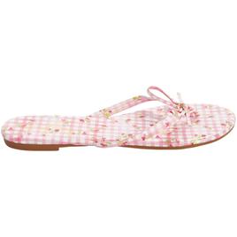 Womens Love 83 Floral Gingham Bow Flip Flops