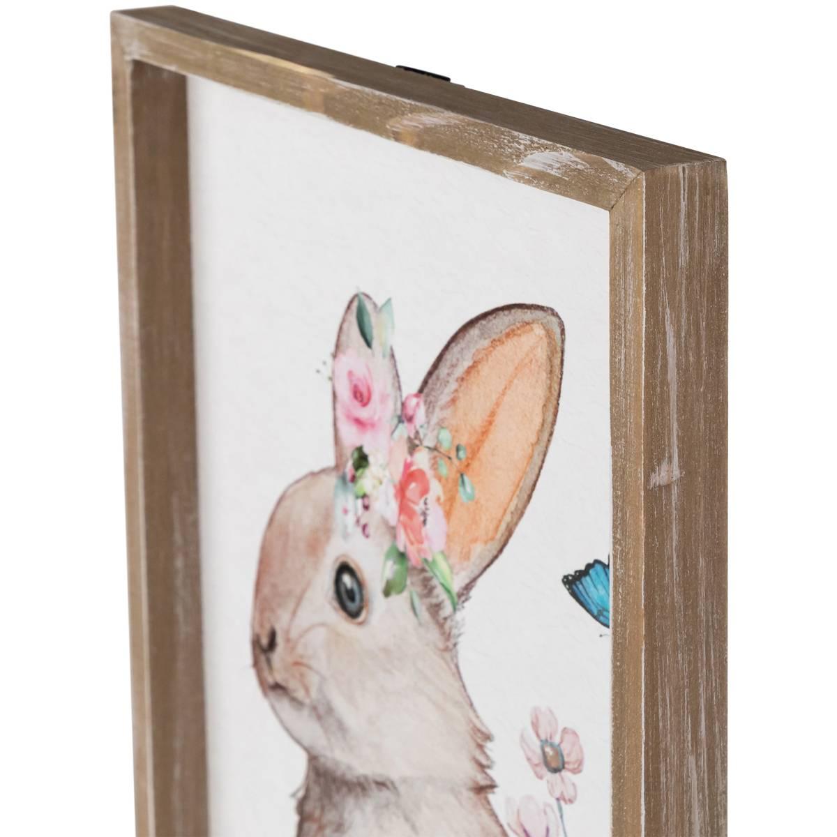 Northlight Seasonal Easter Bunny with Flowers Framed Wall Sign