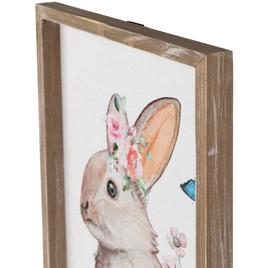 Northlight Seasonal Easter Bunny with Flowers Framed Wall Sign
