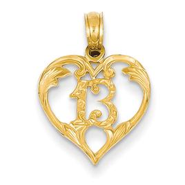 Gold Classics(tm) 14kt. Cut Out 13 In Heart Pendant