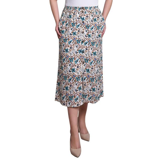 Womens NY Collection Floral Leaf Pocket Woven Gauze Skirt