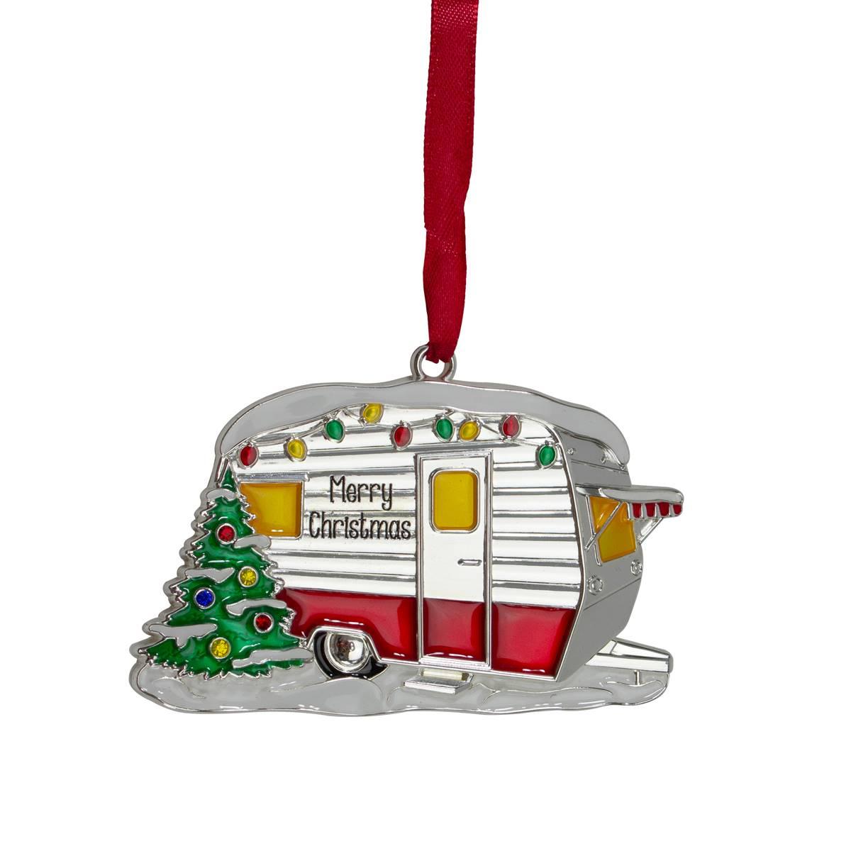 Northlight Plated Camper with European Crystals Christmas Orname