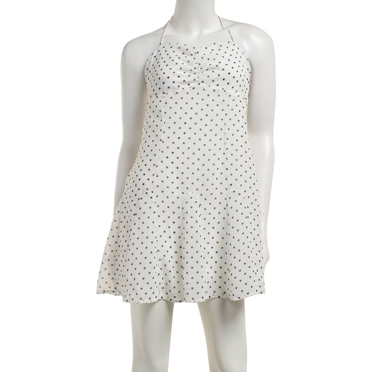 Juniors Madden Girl Pin Dot Chiffon Godet Halter Dress