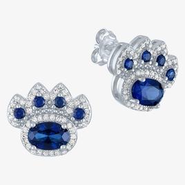 Nova Star(R) Lab Grown Blue Sapphire & Diamond Paw Stud Earrings