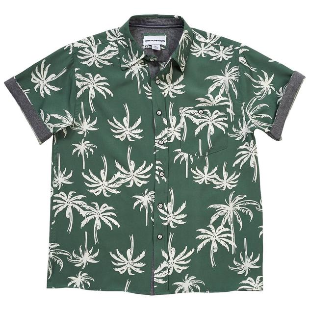 Boys (4-7) Distortion Short Sleeve White Palms Button Down