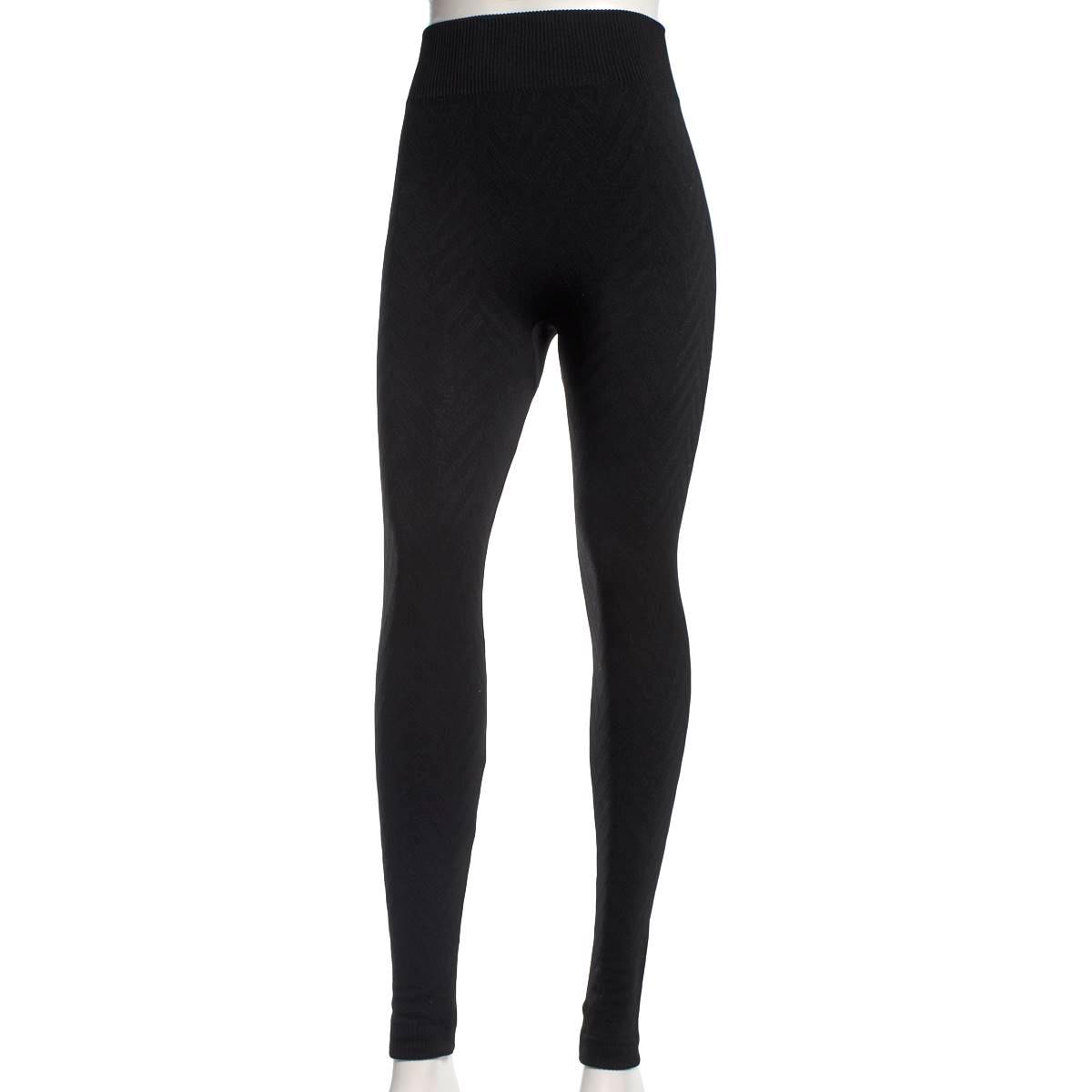 Plus Size Runway Ready Chevron Fleece Lined Leggings - Black