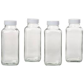 Gourmet Kitchen 12oz. Glass Juice Bottles - Set of 4