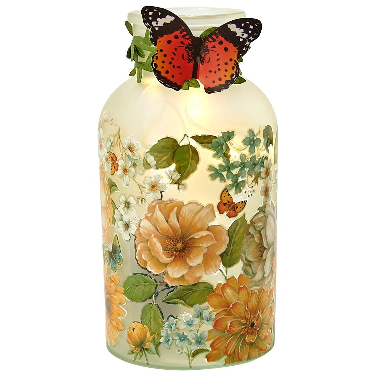 Transpac Butterfly Floral LED Lantern