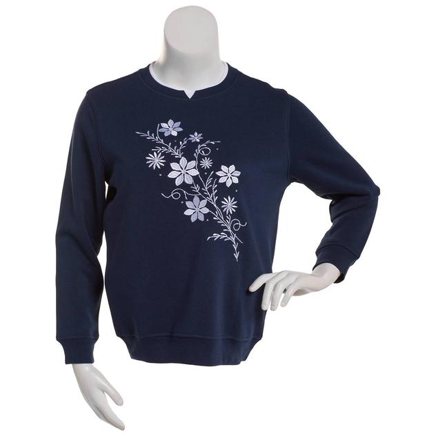 Womens Hasting & Smith Asymmetrical White Floral Sweatshirt