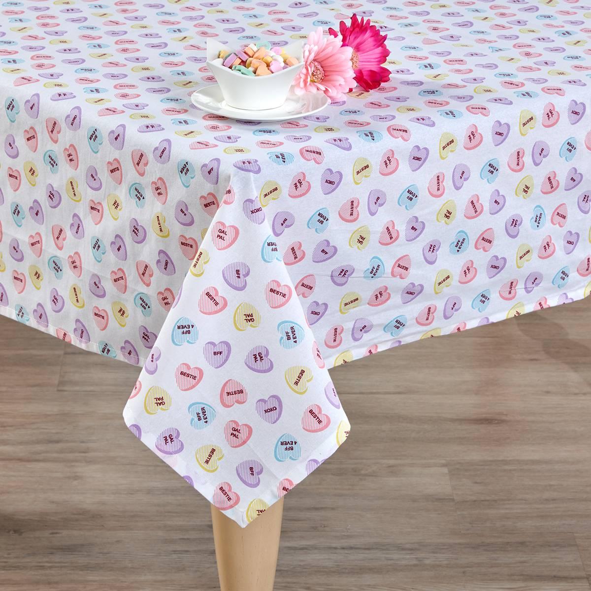 Conversational Hearts Tablecloth