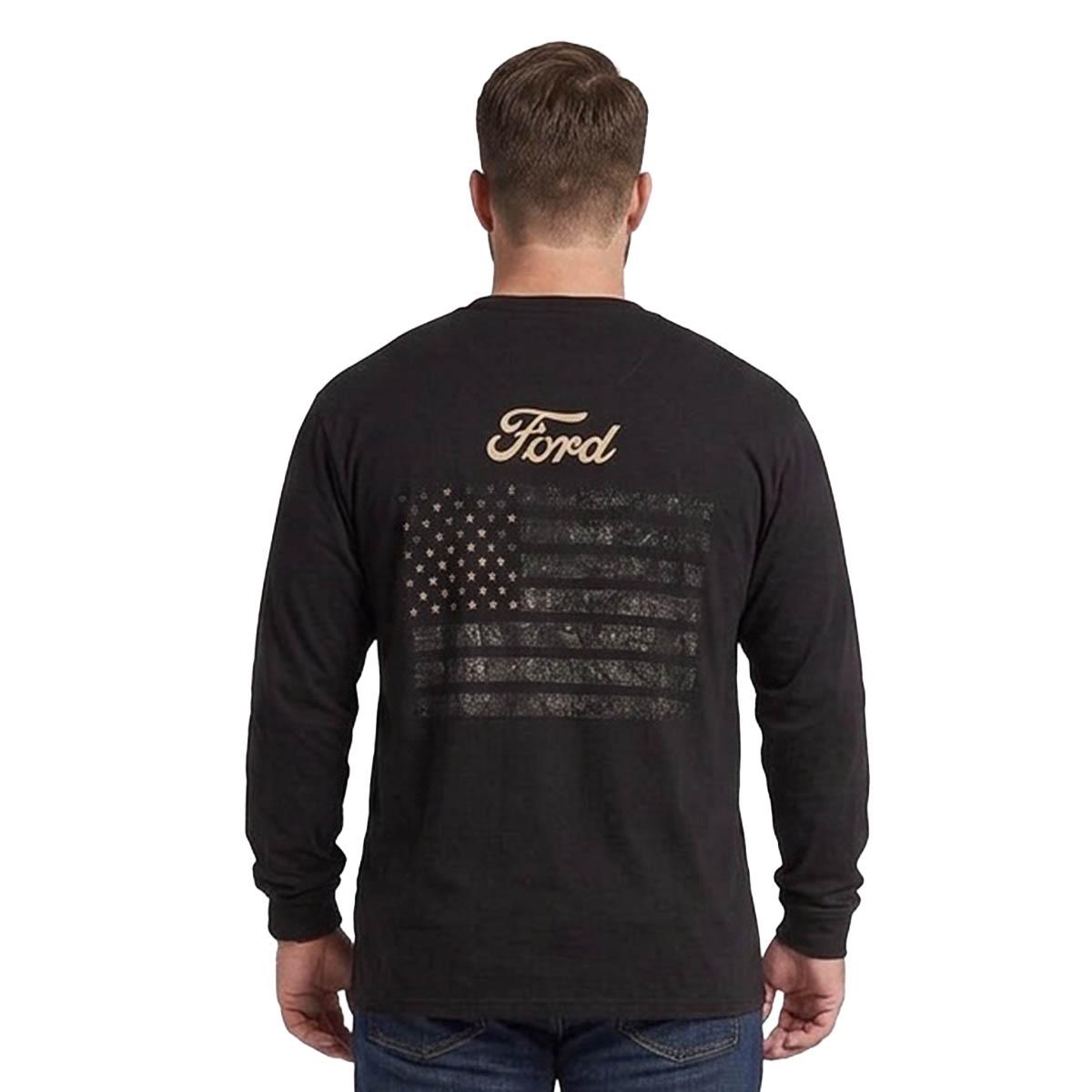 Mens Big & Tall Buckhorn River Ford Long Sleeve Tee - Black