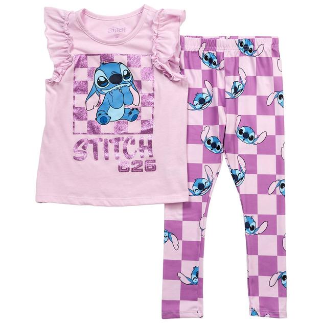 Girls (4-6x) Disney Stitch Ruffle Tee & Legging Set