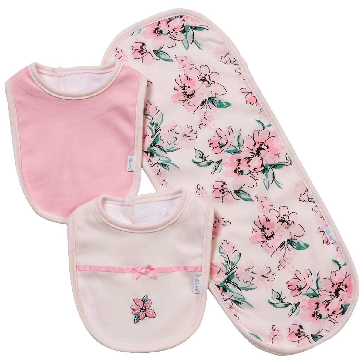 Baby Girl Little Me Dream Floral Bib and Burp Set