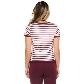Juniors Pink Rose Stripe Ringer Tee