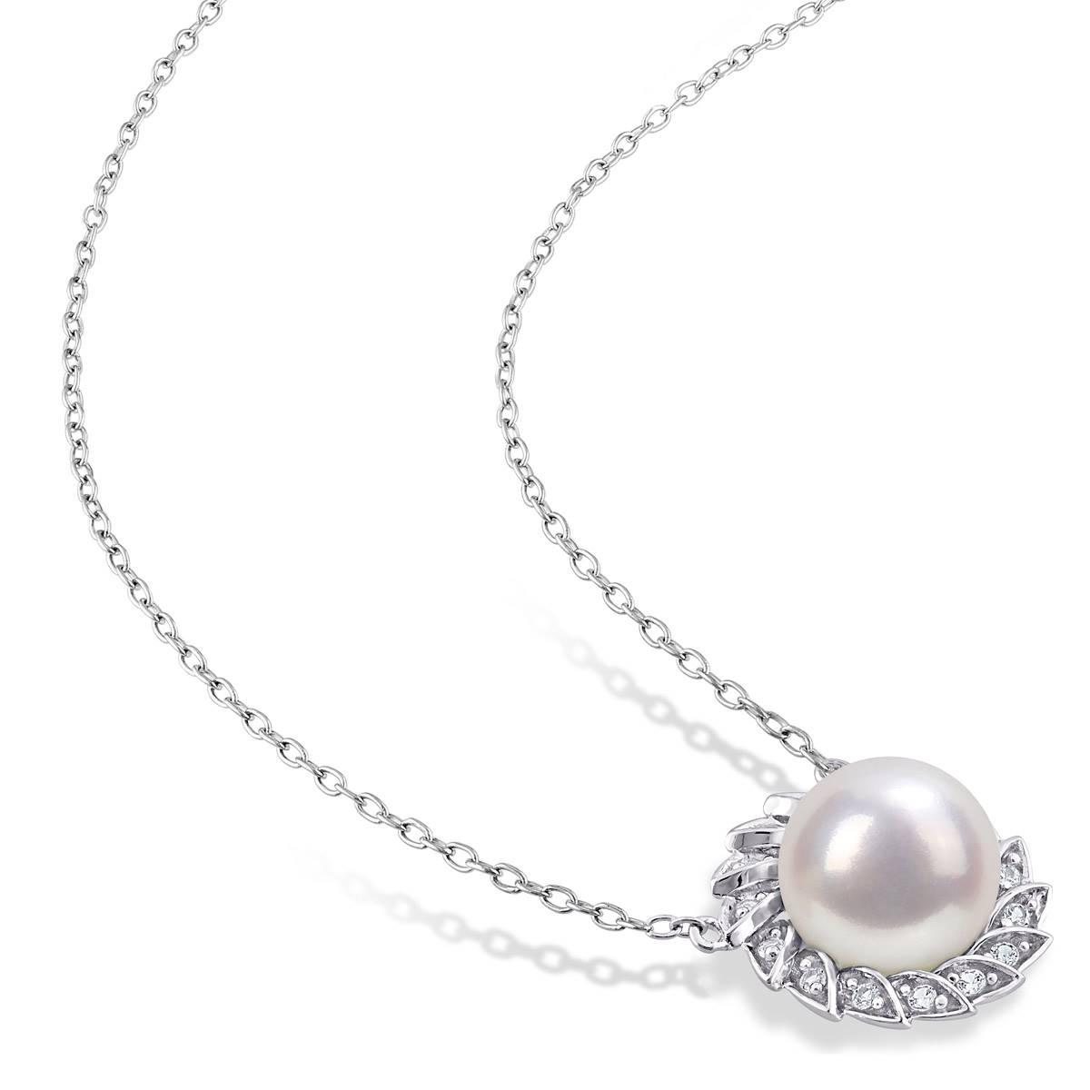 Gemstone Classics™ Pearl & Sapphire Halo Pendant