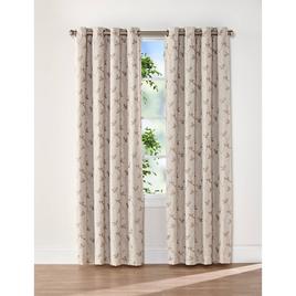 Sun Shield Linen Blend Embroidered Grommet Panel Curtain