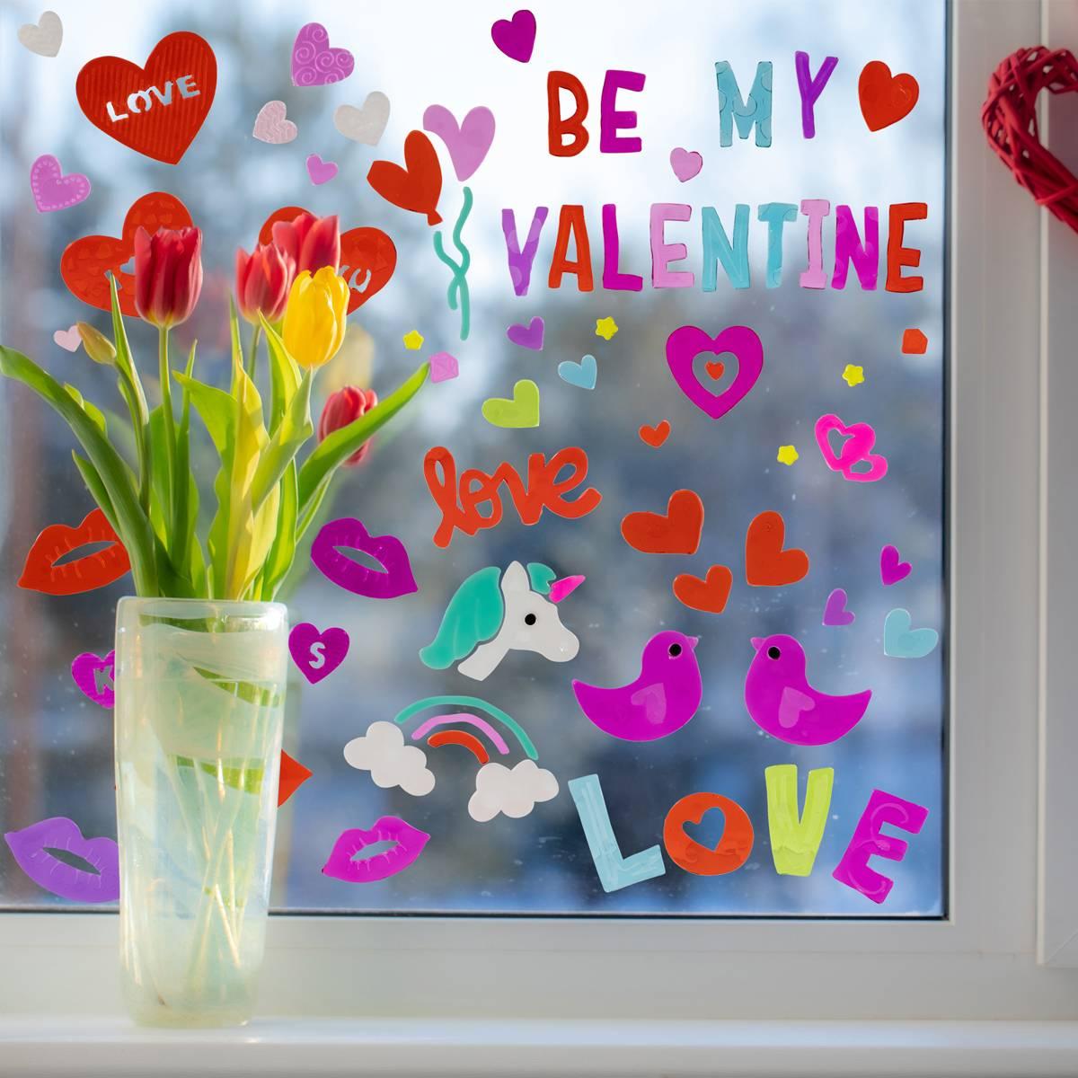 Northlight Seasonal Valentine''s Day Gel Window Clings - Set of 5