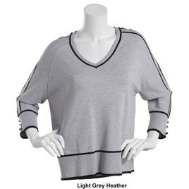 Womens Retrology 3/4 Sleeve V-Neck Tipped Sweater