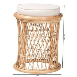 bali & pari Junius Bohemian Natural Rattan Ottoman Footstool