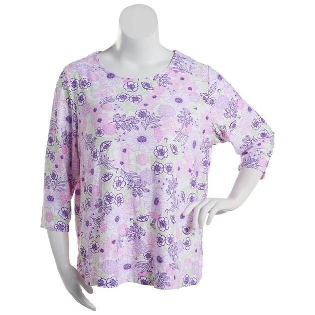 Plus Size Emily Daniels 3/4 Sleeve Jacquard Knit Tunic Blouse