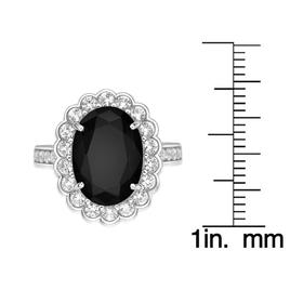 Gemminded Sterling Silver Oval Onyx & White Topaz Ring