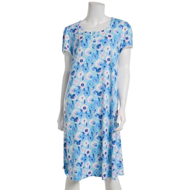 Womens White Orchid Flutter Sleeve Watercolor Floral Nightgown
