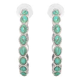 Jessica Simpson Reconstituted Turquoise Stone Hoop Earrings