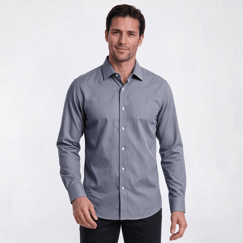 Mens Bill Blass Houndstooth Modern Fit Blue Dress Shirt