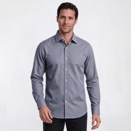 Mens Bill Blass Houndstooth Modern Fit Blue Dress Shirt