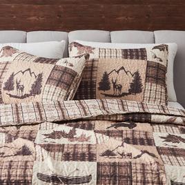 FreshFolds Redwood 3pc. Rustic Patchwork Reversible Quilt Set