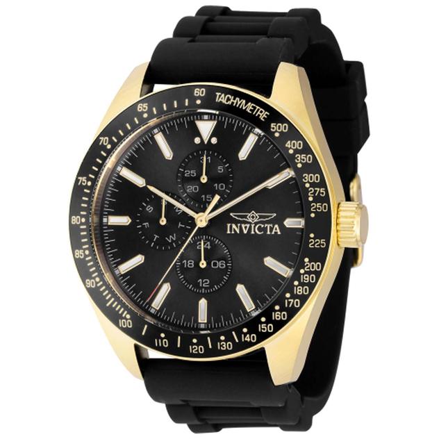 Mens Invicta Aviator Gold & Black Multi-Function Watch - 38404