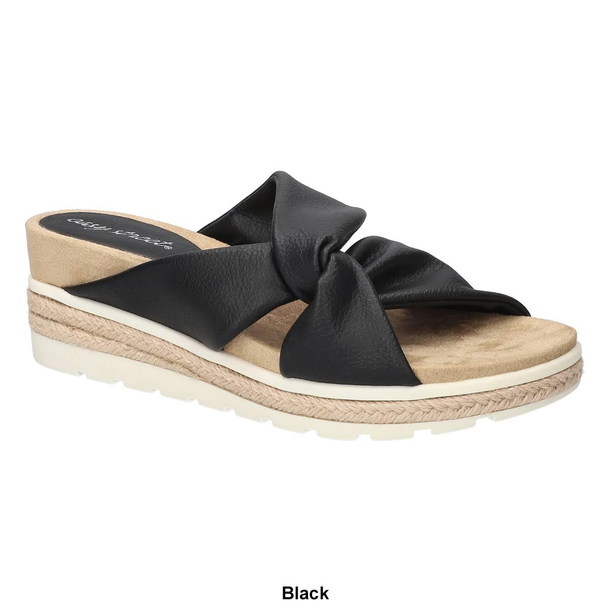 Womens Easy Street Ja Knotted Wedge Slide Sandals