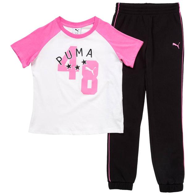 Girls (7-16) Puma® 2pc. Short Sleeve Raglan Tee w/ Joggers