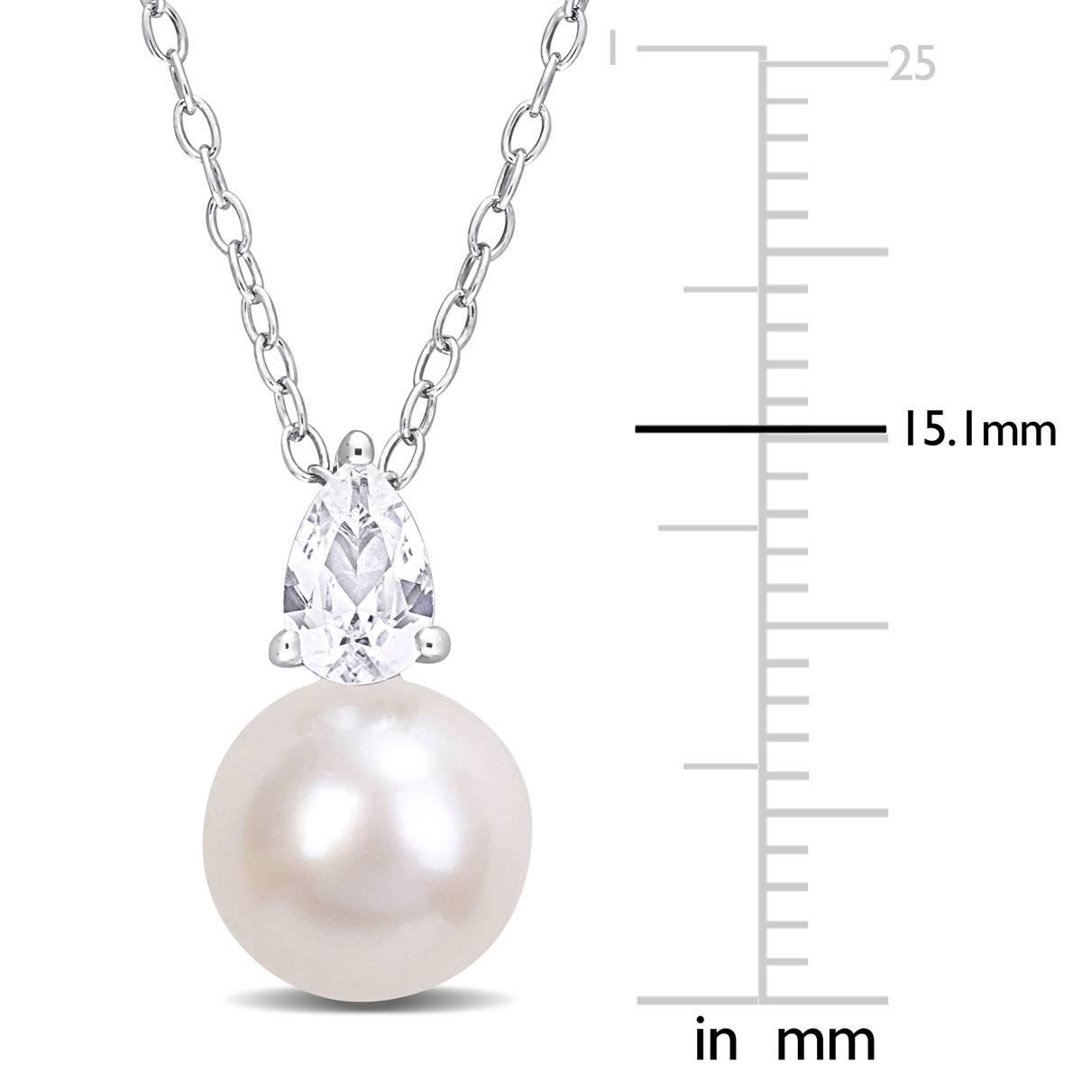 Gemstone Classics™ Freshwater Pearl & White Sapphire Pendant