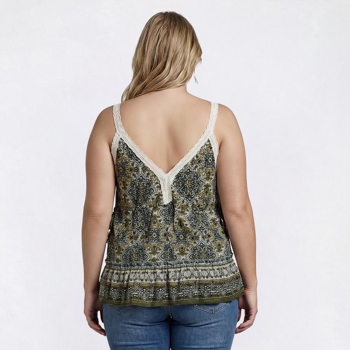 Juniors Plus Angie Lace Trim Tank Top